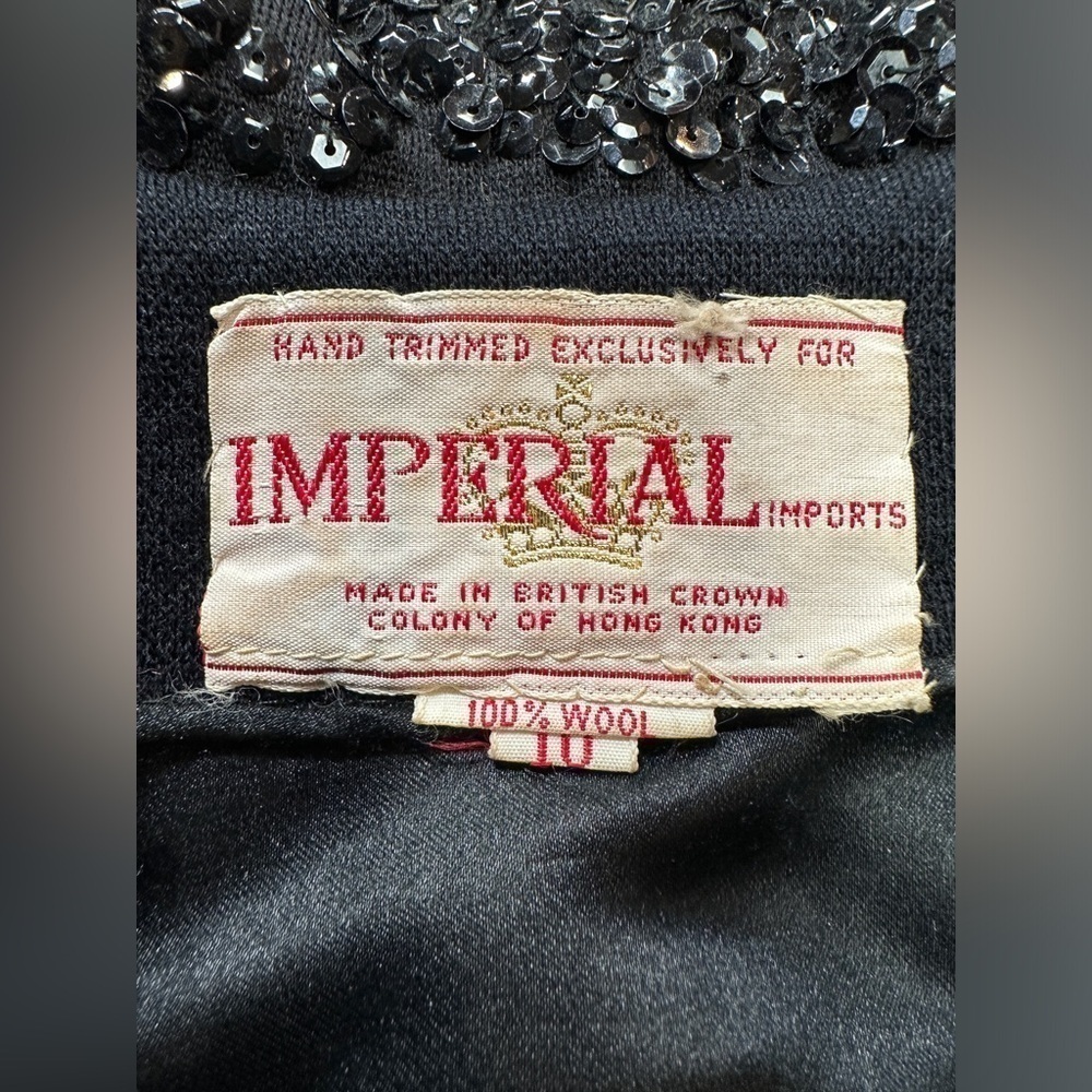Vintage 50’s-60’s Imperial Imports Wool Sequins Covered Wool Coat Women’s Sz 10 - Picture 8 of 9